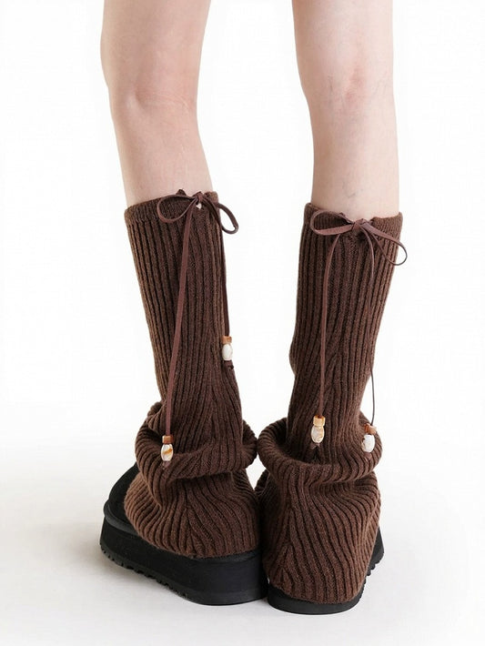 Knit Bow Bead Leg Warmers - ModaSwings