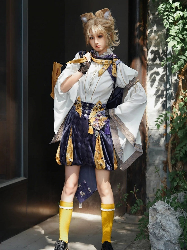 White Ouji Lolita Bell-Sleeve Blouse - Neoludwig