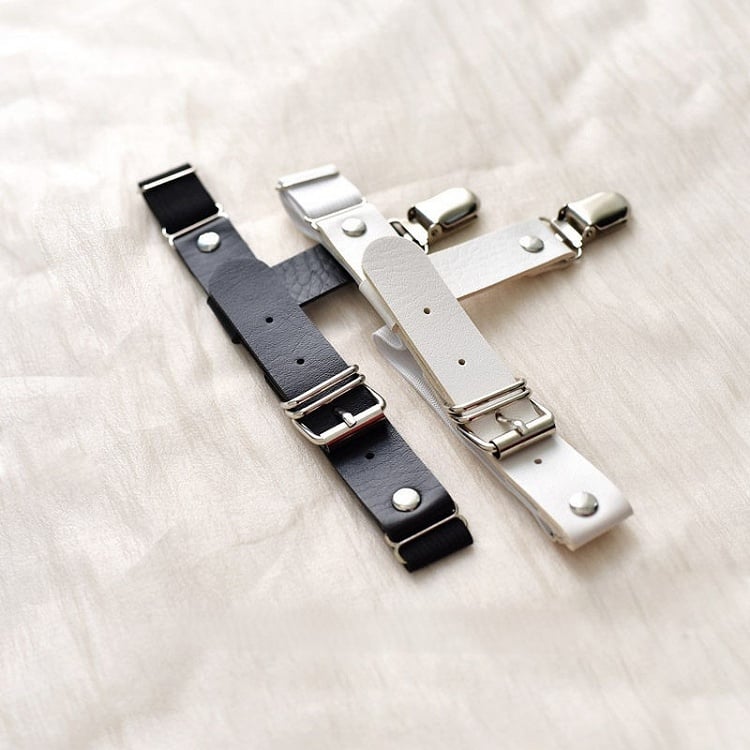 PU Buckle Garter Black/White