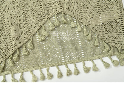 ボヘミアングリーンVネックタッセルヘムトップス（ベルト付き）