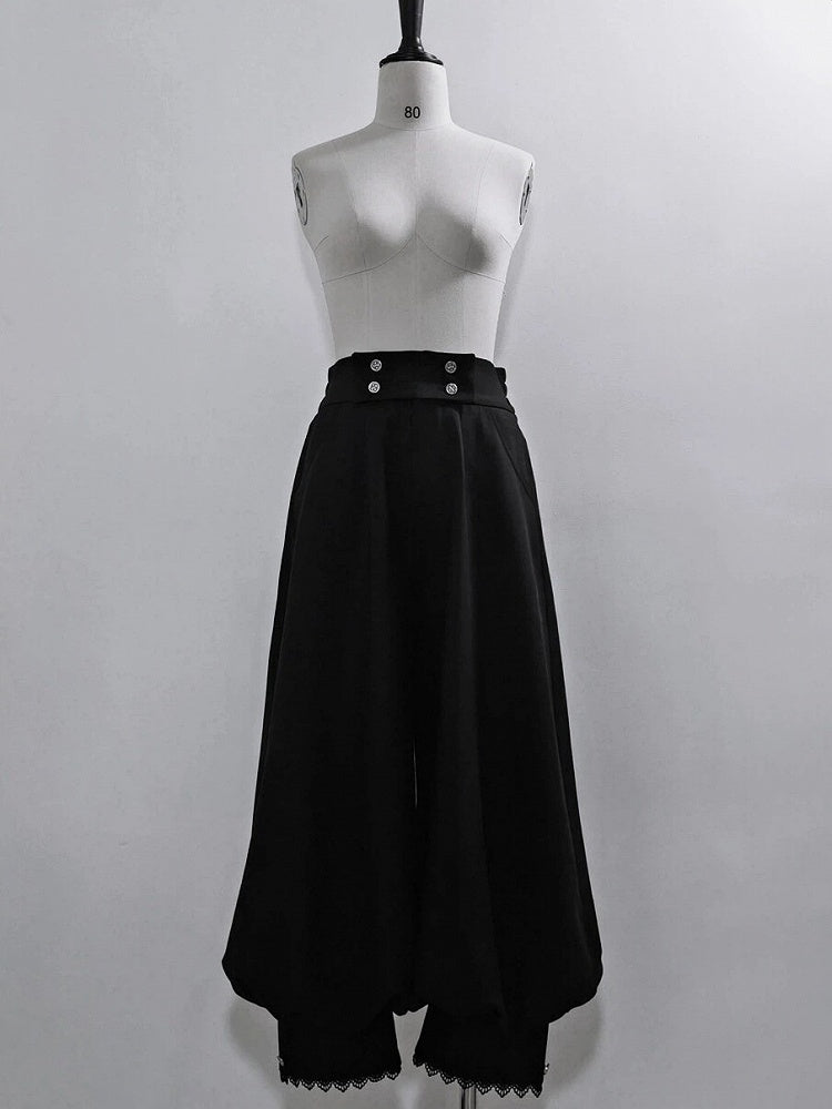 Black Ouji Lolita Double-Button Waist Knickerbockers Pants - Princess Chronicles