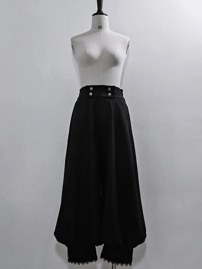 Black Ouji Lolita Double-Button Waist Knickerbockers Pants - Princess Chronicles