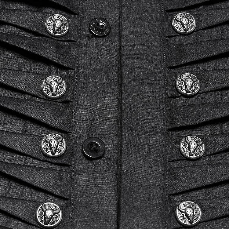 Shirt 3D Men's Black Goth Pleated