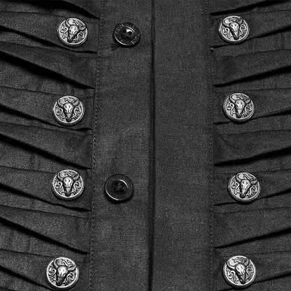 Shirt 3D Men's Black Goth Pleated