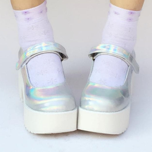 Made SP168086 Shoes Platform Hologram Laser Custom