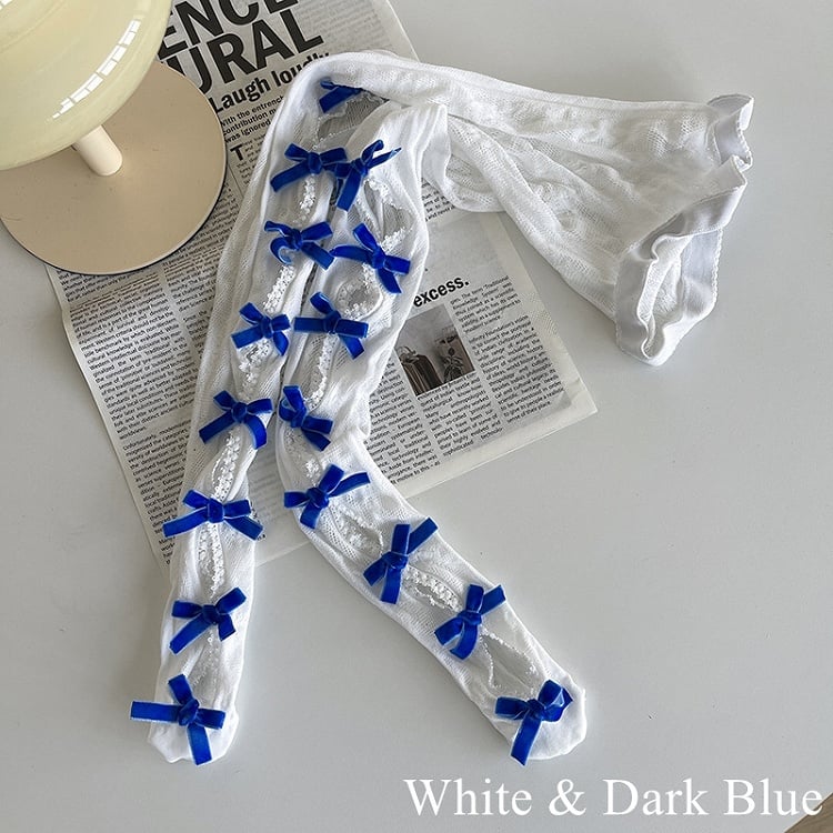 with Tights Cut-out Options Color 21 Design Bowknot Floral Pattern