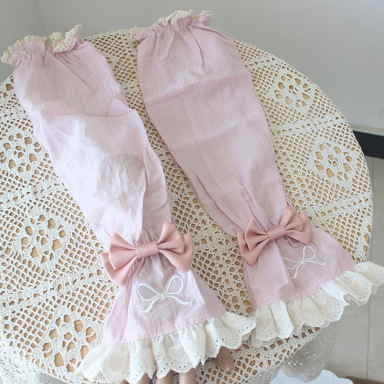 Detachable Bowknot Color Pattern Heart Details 4 Options Sleeves