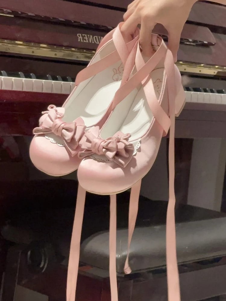 Round-Toe Dusty Pink Mary Jane Low Heels - Sweet Lolita Satin Shoes with  Wraparound Ankle Straps & Heart Buckle