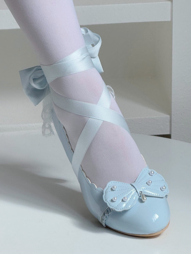 for Blue with Sophisticated Mid Lolita Heels Ribbon