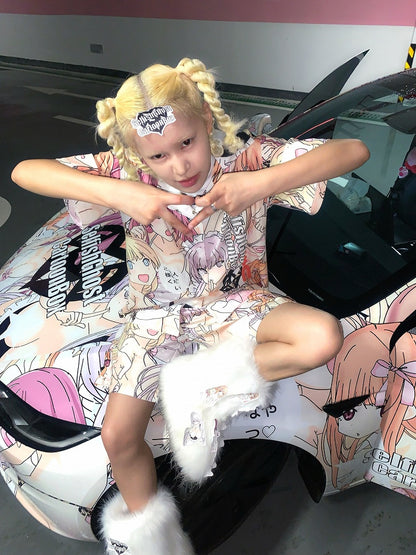 カラフルな漫画プリントパジャマセット