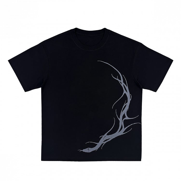 with Black Gothic Print Snake T-Shirt