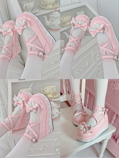Pink Sweet Mary Janes with Music Note Details - Wind Bell Island