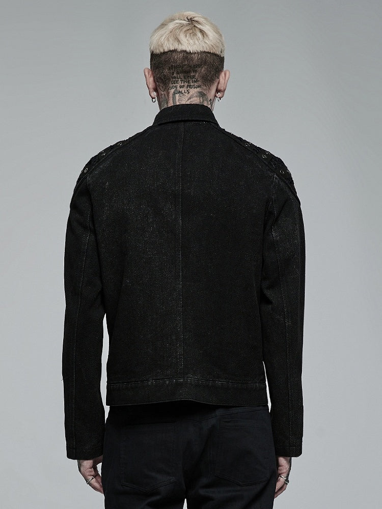 Rugged Men's Punk Black Jacket