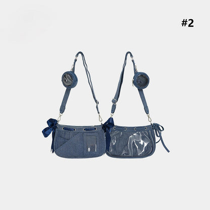 2 Colors Bag Blue Ita Bow Denim Balletcore Accents Crossbody