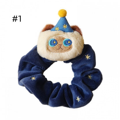 5 Colors Options Cute Kitty Design Scrunchies