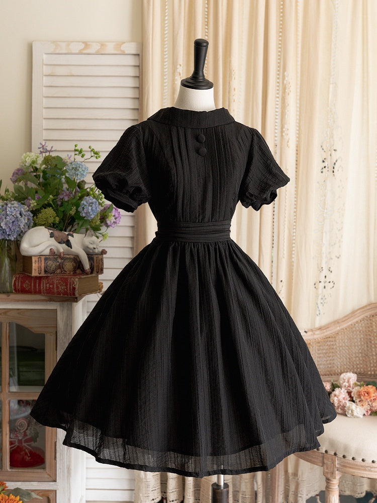 Black Summer Vintage Classic Lolita One Piece Dress - Forest Wardrobe