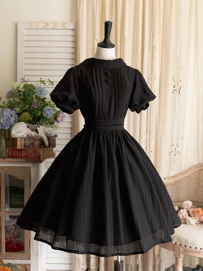 Black Summer Vintage Classic Lolita One Piece Dress - Forest Wardrobe