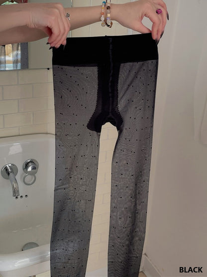 Tea/White Polka-Dot Tights Pattern Black/Black