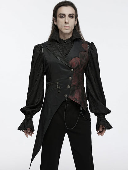 Asymmetrical Gothic Design Black Vest Men's