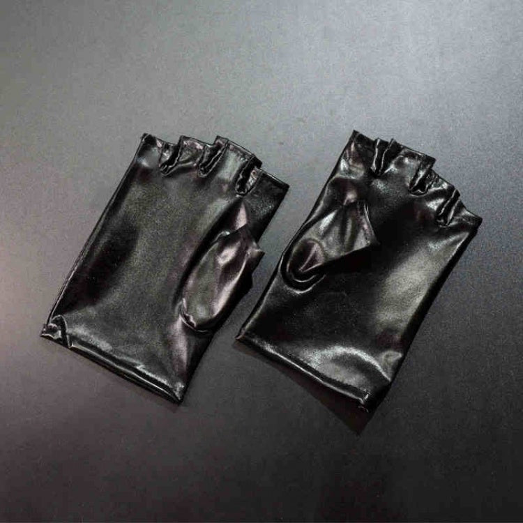 シルバーブラックサイバーパンクフューチャリスティックハーフフィンガーグローブ