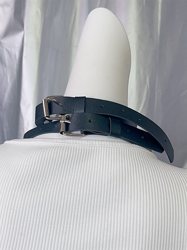 デザイン ブラック パンク チョーカー スパイダーウェブ型スタッド