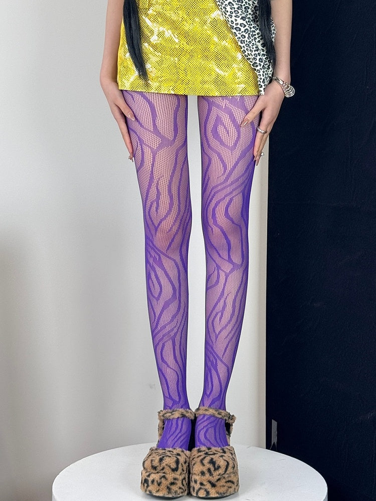 Tights Red/Blue/Red/Purple Gyaru Black/Rose Zebra-stripe Fashion