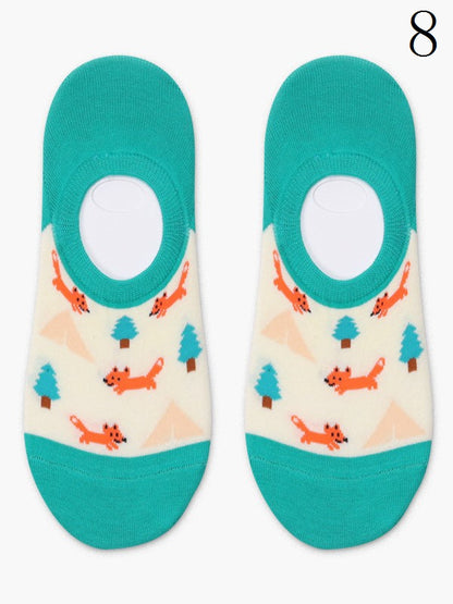 Cake/Apple/Bear/Puppy/Bowknot/Polka-dot/Striped Pattern/Floral Options Socks Ankle Colorful Print 17 With