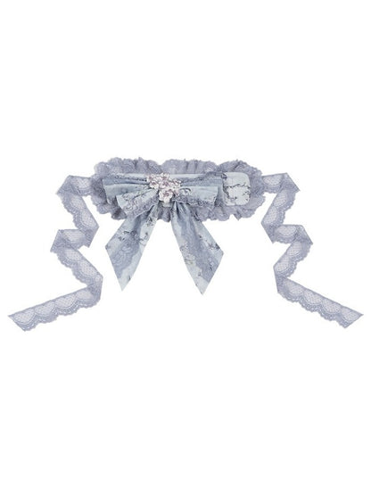 4-Color Bow Lace Hairband with Floral Embroidery - Yimu Walnut
