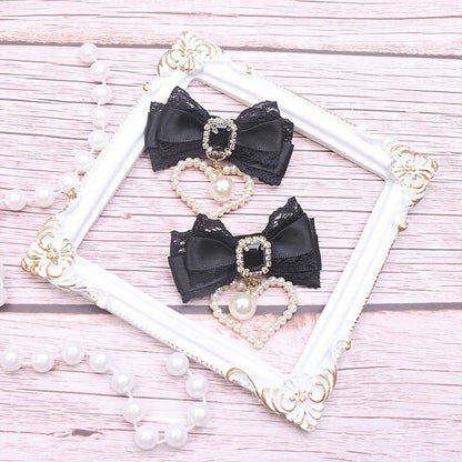 Bowknot Hairclip Options Lace Kei Jirai Charm 10 Heart Pearl Color