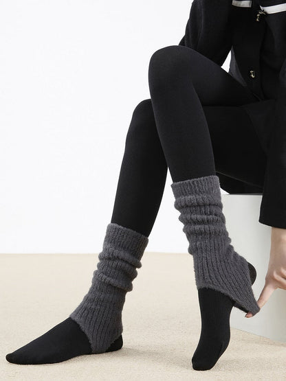 Fuzzy Warmers Knit 3-Color Toe-Open Leg