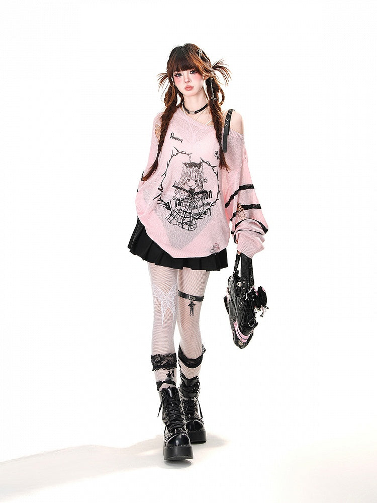 JK Uniform Pleated Skirt Buckle Belt Black