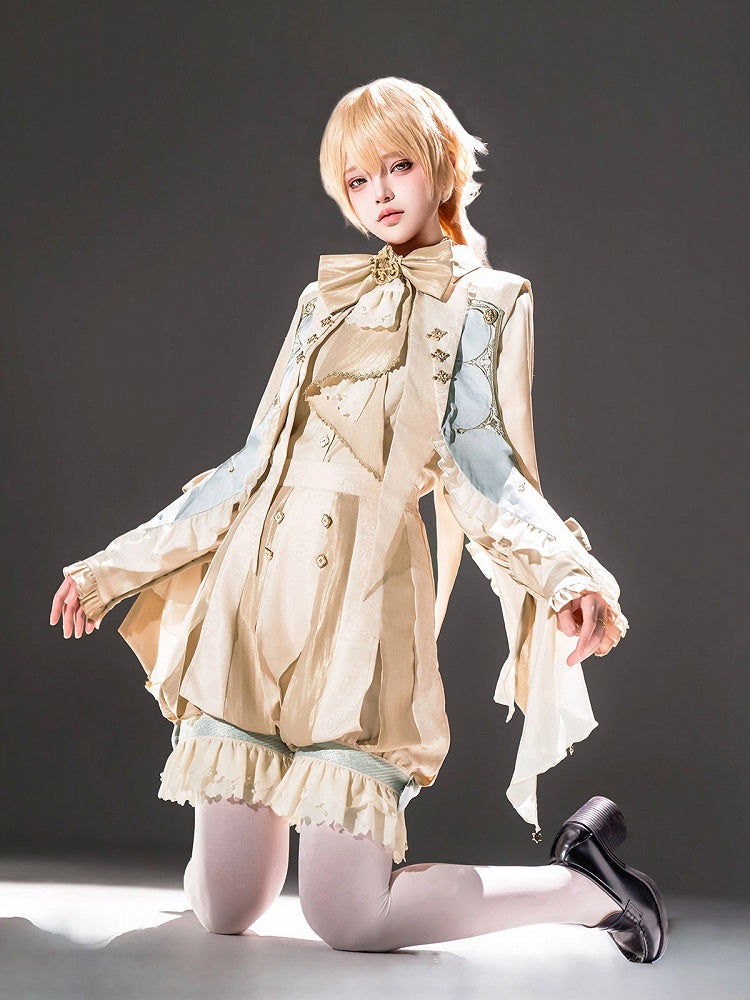 Champagne Striped Jacquard Ouji Lolita Bottoms - Unknown Star