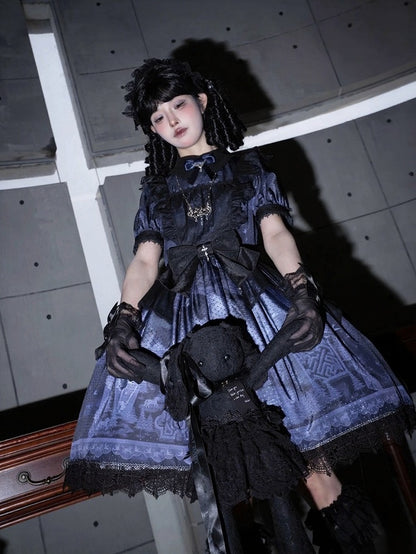 Midnight Rose Cemetery Dress with Overlay - iris de nuit