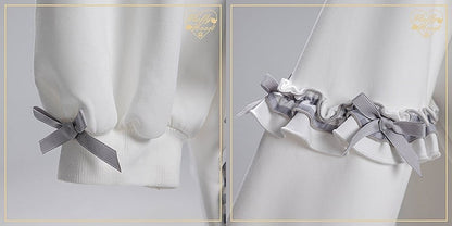 Free Jirai Blue Sailor Dusty Tie Collar Ruffles Sweatshirt Plaid Kei with