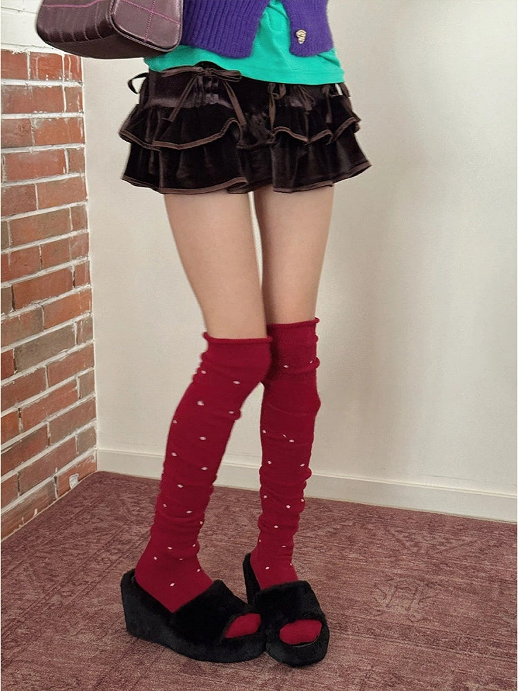 Polka Knit Stockings 5-Color Dot