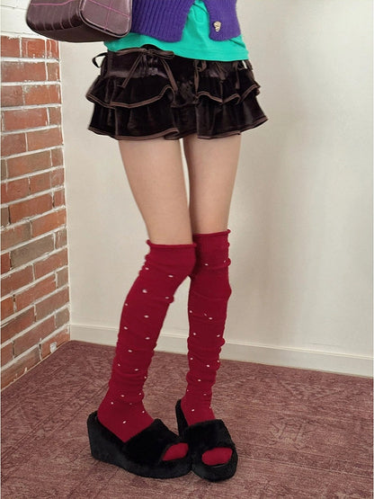 Polka Knit Stockings 5-Color Dot