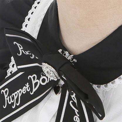 ブラック ジライケイ フリル レーストリム クロスドレス ビッグリボントレーン付き