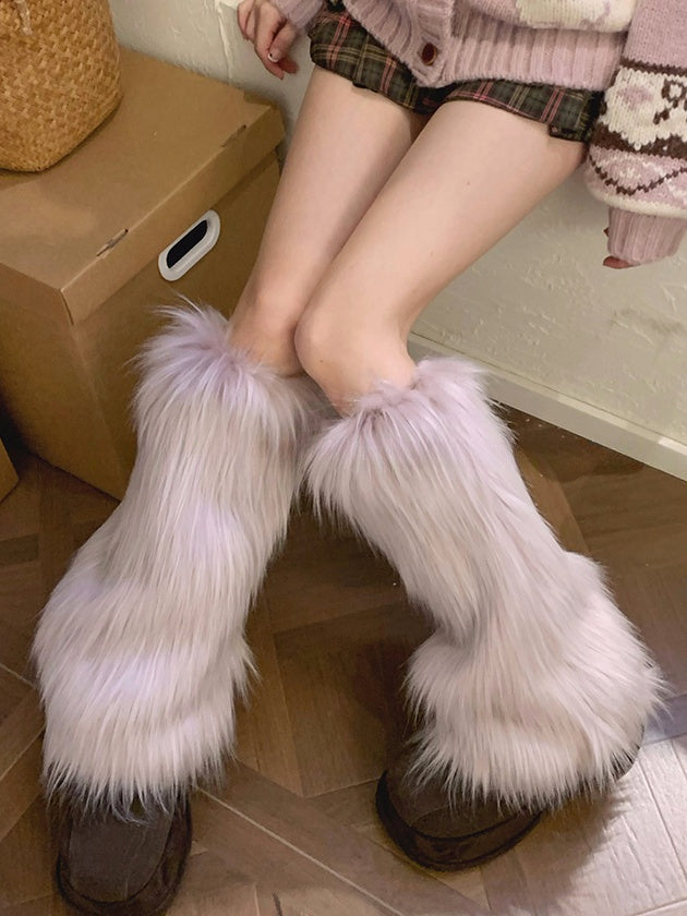 Light Purple Y2K Shaggy Leg Warmers