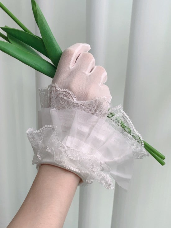 Sheer 23CM/26CM Cuffs Layered Gloves White Lace