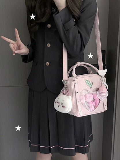 Pink Polka Dot Ita Bag with Heart-Shaped Clear Window - DRDR