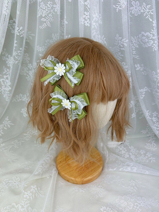 Forest Dual-Bow Hair 2) of Daisy Clips (Set