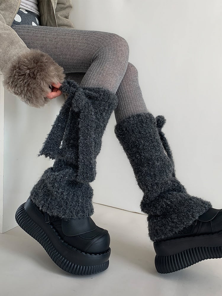 Fuzzy (3 Warmers Tie-Up Knit Leg Colors)