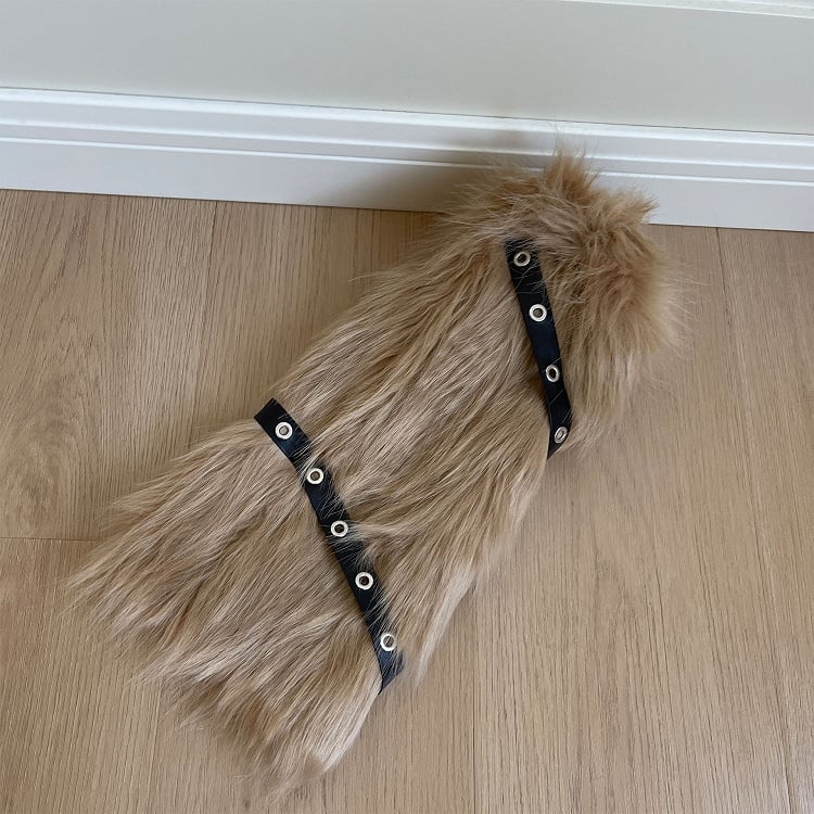 Decorations Punk Strap Warmers White/Khaki/Black Plush Leg PU Leather with