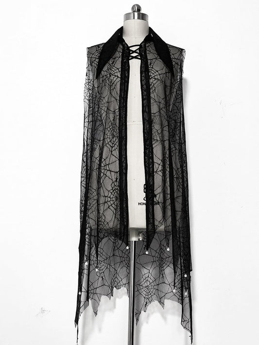 Prince Spider Web Ouji Lolita Gothic Black Shawl