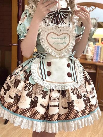 Heart-shaped Creamy Flutter Straps Bodice Lolita Sweet Apron