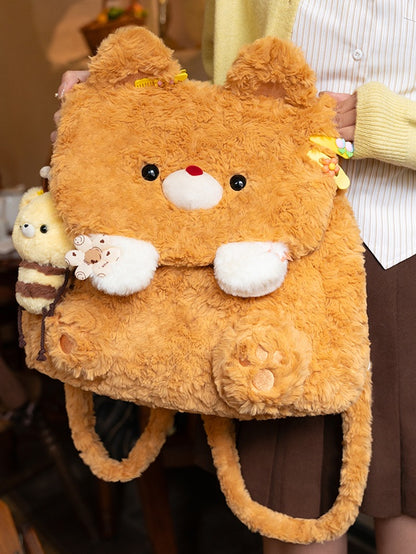 イエローベア ぬいぐるみ フラップバックパックバッグ ミドル/ラージサイズ