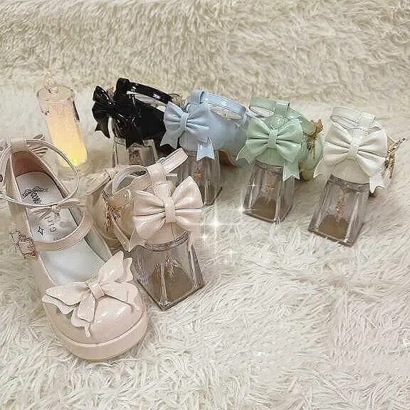 Decor Butterfly with High Rhinestone Black Platform Lolita Details Hime Heels
