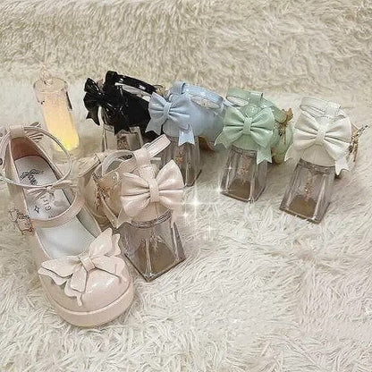 Decor Butterfly with High Rhinestone Black Platform Lolita Details Hime Heels