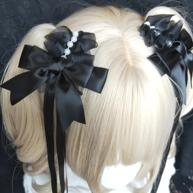 Detail Hairclips Clearance-Black Bowknot