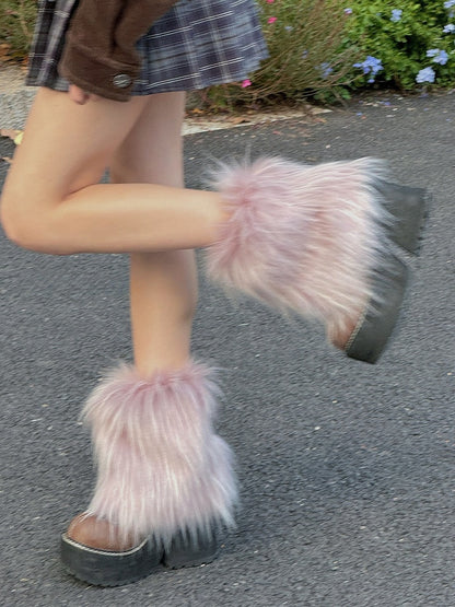 Light Purple Y2K Shaggy Leg Warmers